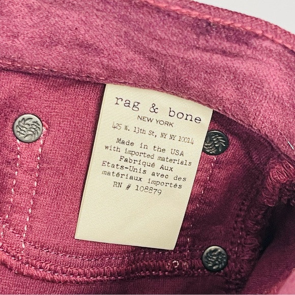 rag & bone Skinny Jeans in Burgundy Velvet Size 26 Revolve Vamp Low Rise Y2K - Picture 10 of 16